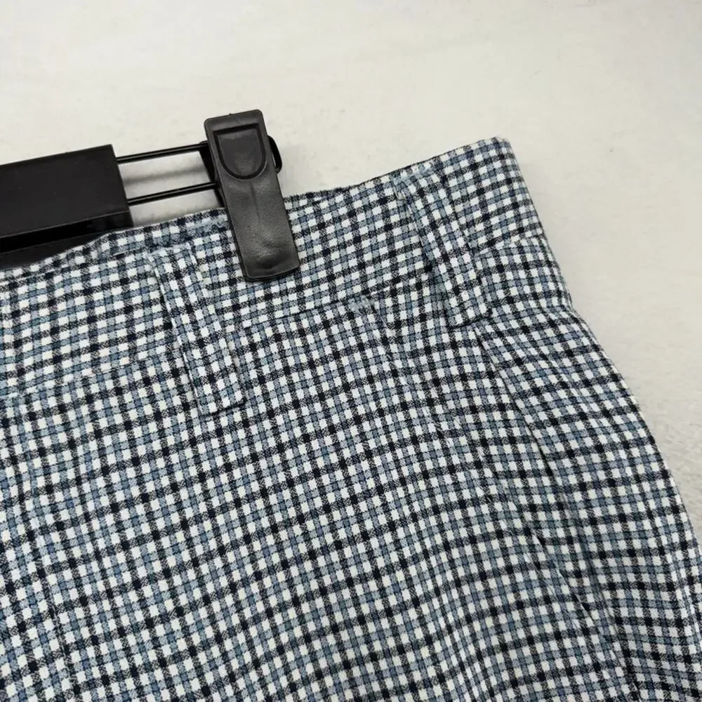 Vintage 70s Slacks Men's 33x31 Blue White Houndstooth Flared Wide leg Rockabilly - Picture 2 of 10